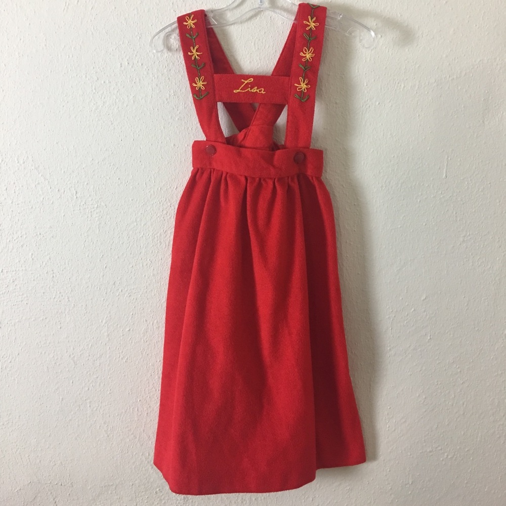 Vintage Red Felt Leider Hausen Lisa Jumper Dress